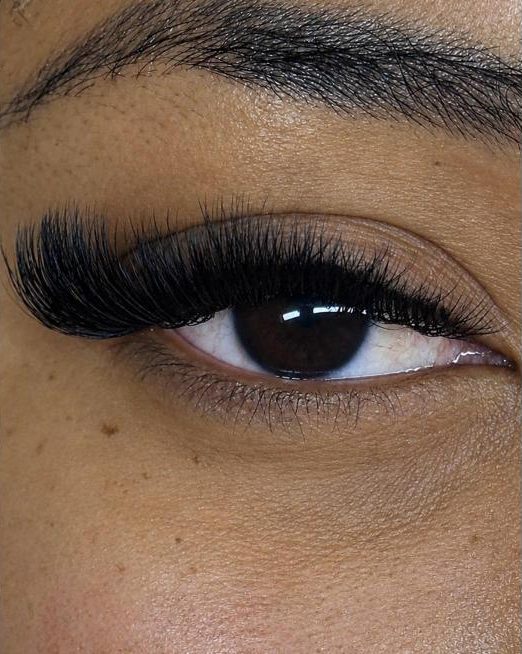 Volume lash extensions close-up
